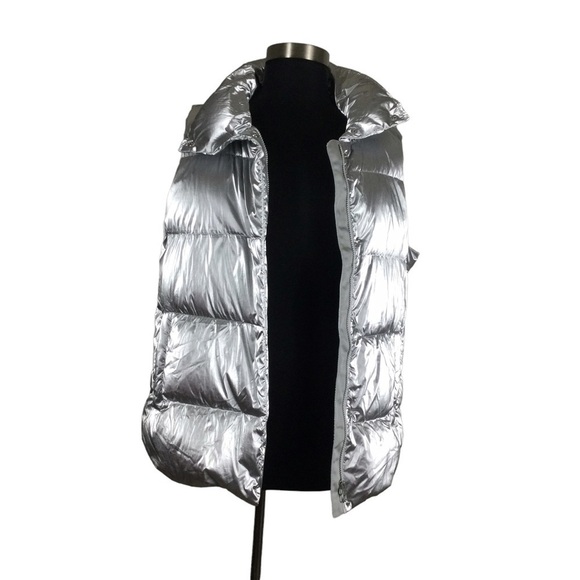 ATHLETA Plus Size Silver Metallic Downtown Vest Hi /Low Design Nwot Size 1X - Picture 4 of 14